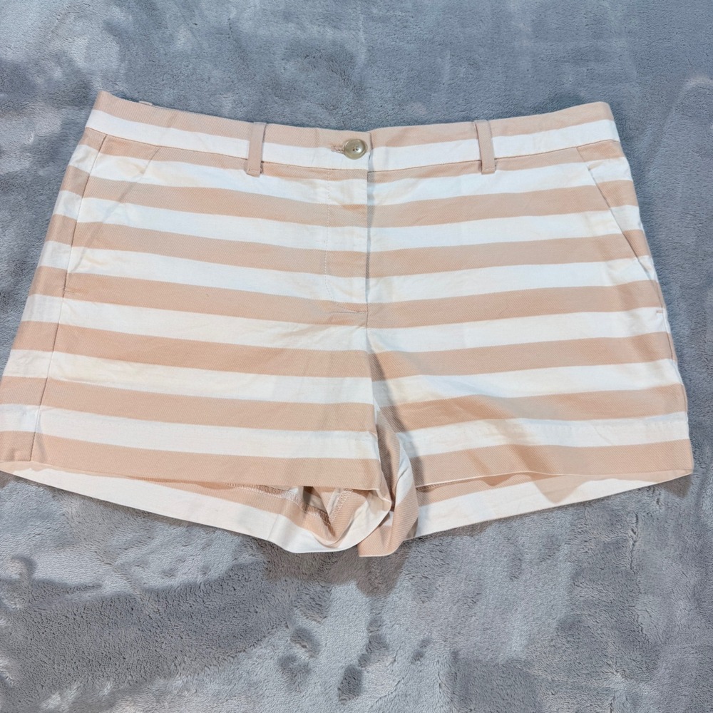 Gap Women Striped Stretch Shorts Size 6 Peach White Casual Summer